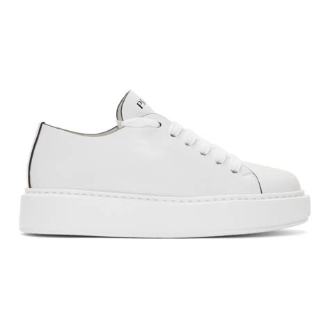 prada white cassetta logo platform sneakers|White Prada Wheel Cassetta high.